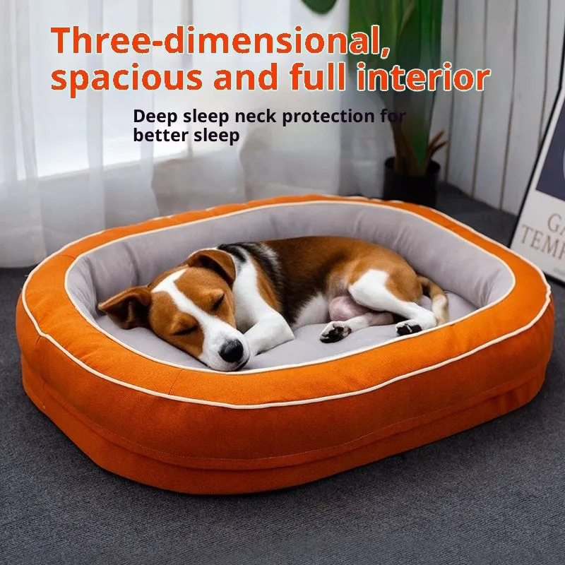 Four Seasons Universal oval pet bed in brown with removable cloth cover for dogs, large size