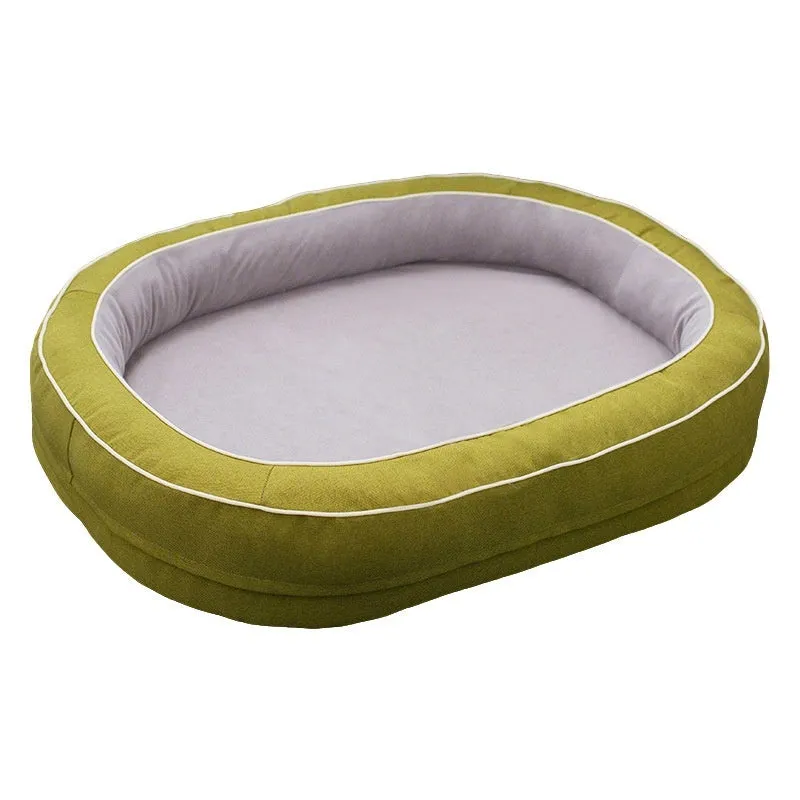 Four Seasons Universal oval pet bed in brown with removable cloth cover for dogs, large size