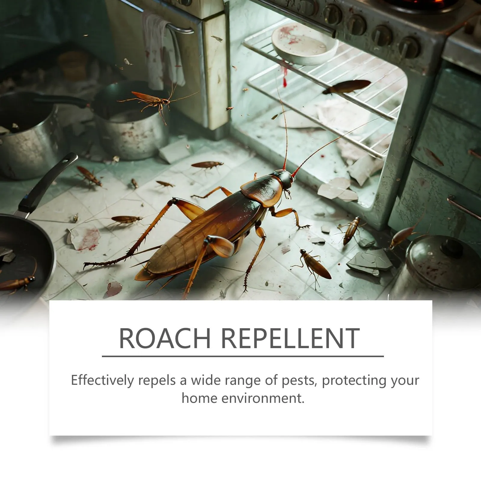 Indoor cockroach control kit showing bait stickers and glue traps for household pest management
