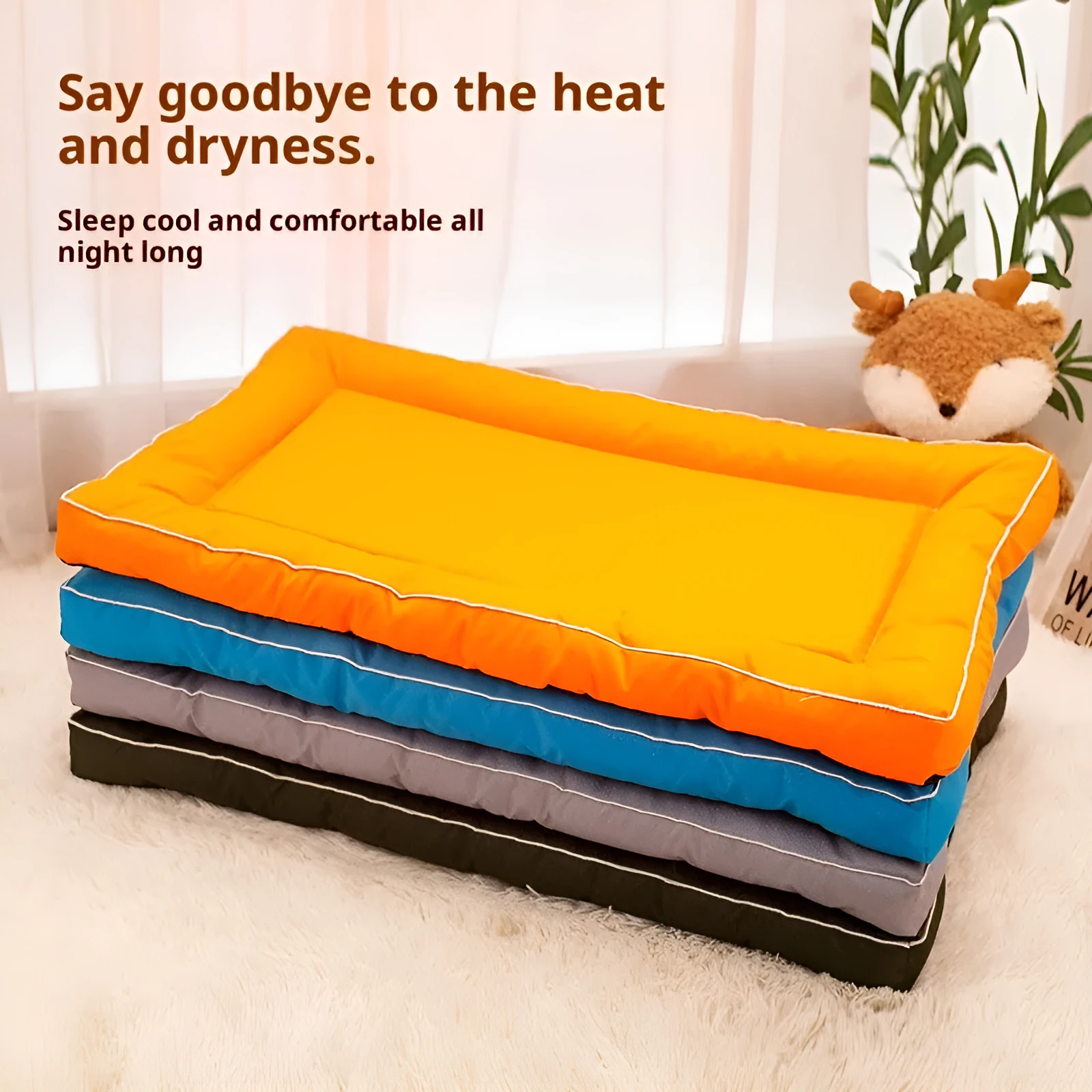 Breathable Oxford cloth kennel pad for dogs in orange, one of four colour options