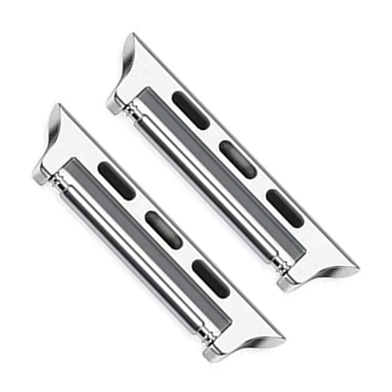 Stainless steel Apple Watch ear connector adapter in silver finish with 22mm width for 44mm watch case