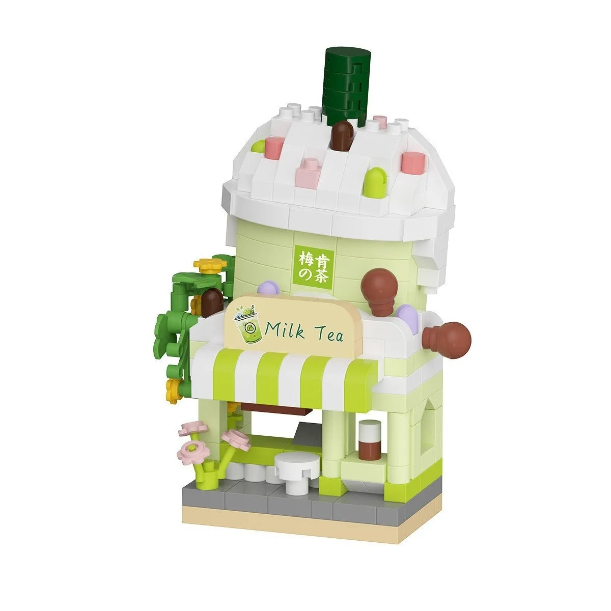 City Street View Building Blocks plastic construction set with hamburger shop theme, 207 pieces for children's educational play