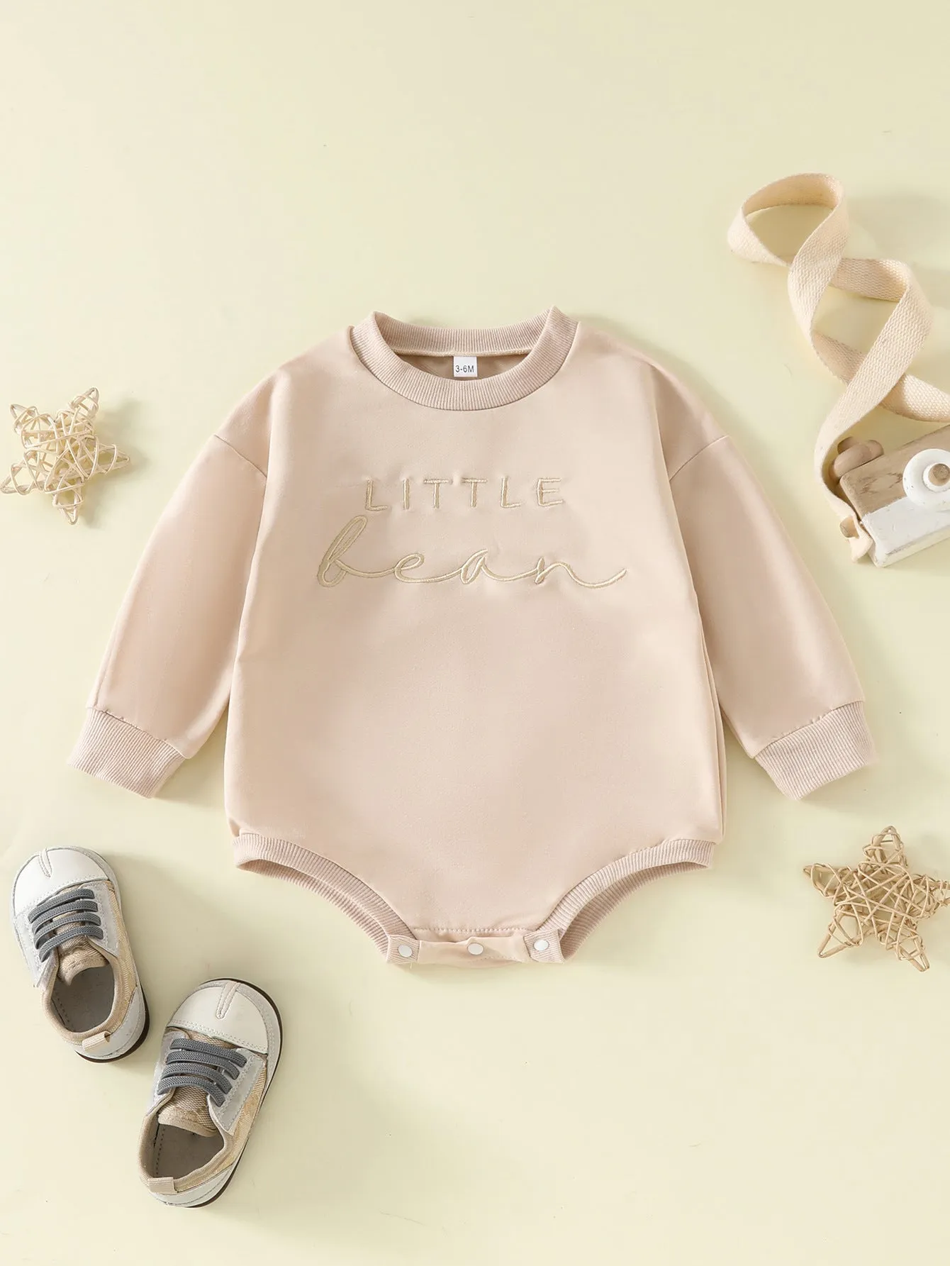 Children alphabet embroidery long-sleeve cotton jumpsuit in five colours for babies 0-18 months