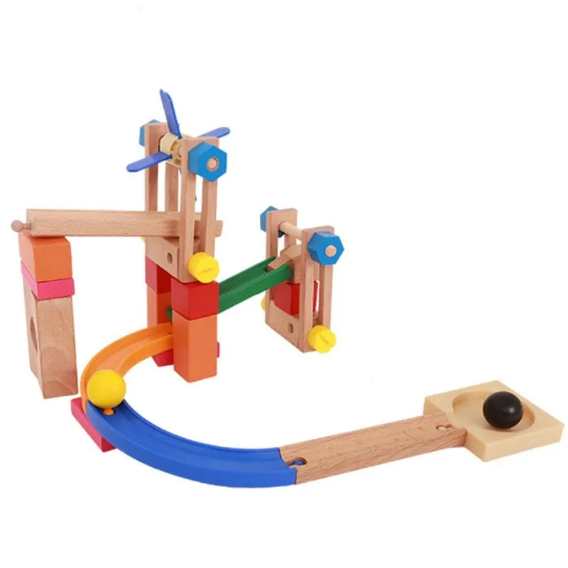Wooden multifunctional creative track building block set for children aged 4-6 years old