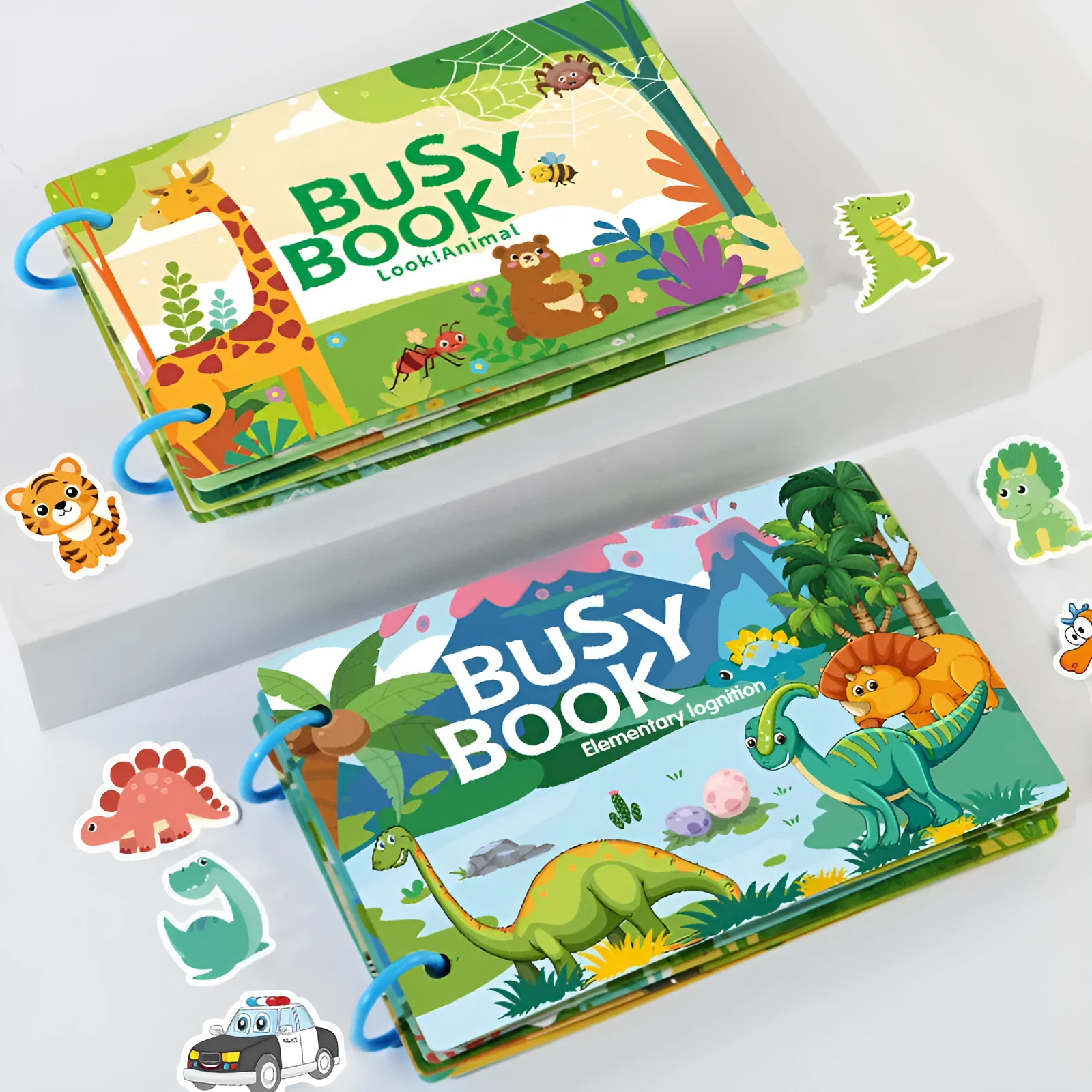 Paper educational toy set for children aged 3-6 years showing animal version with colourful illustrations