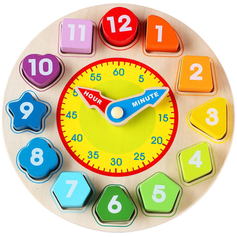 Wooden rainbow digital clock for children early education cognitive learning toy