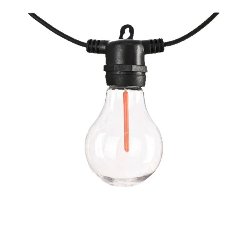 Outdoor waterproof string lights with 10 A60 transparent meteor bulbs on 5m cable