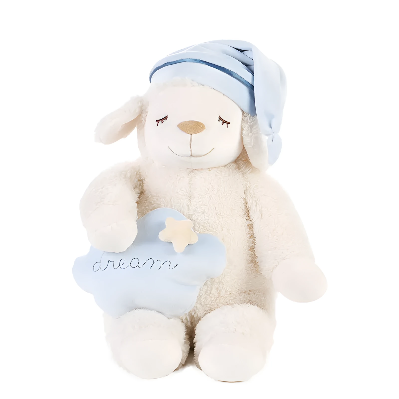 LIVHEART sheep ragdoll plush pillow toy in pink with bown cotton filling, child sleeping doll