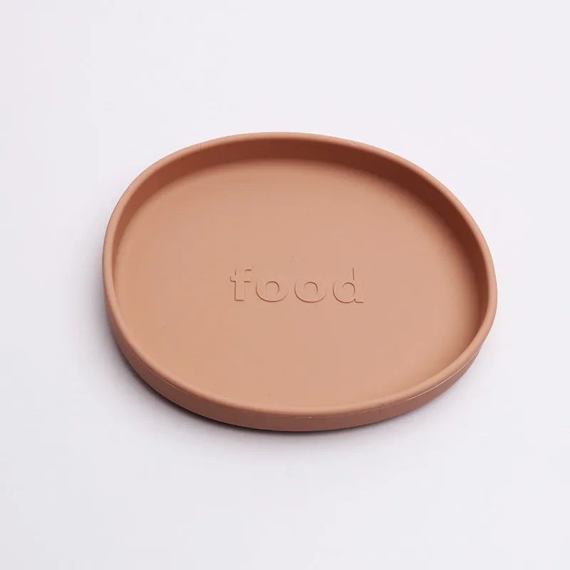 Irregular silicone dinner plate in bright pink, 155x178×25mm, food-grade baby feeding plate