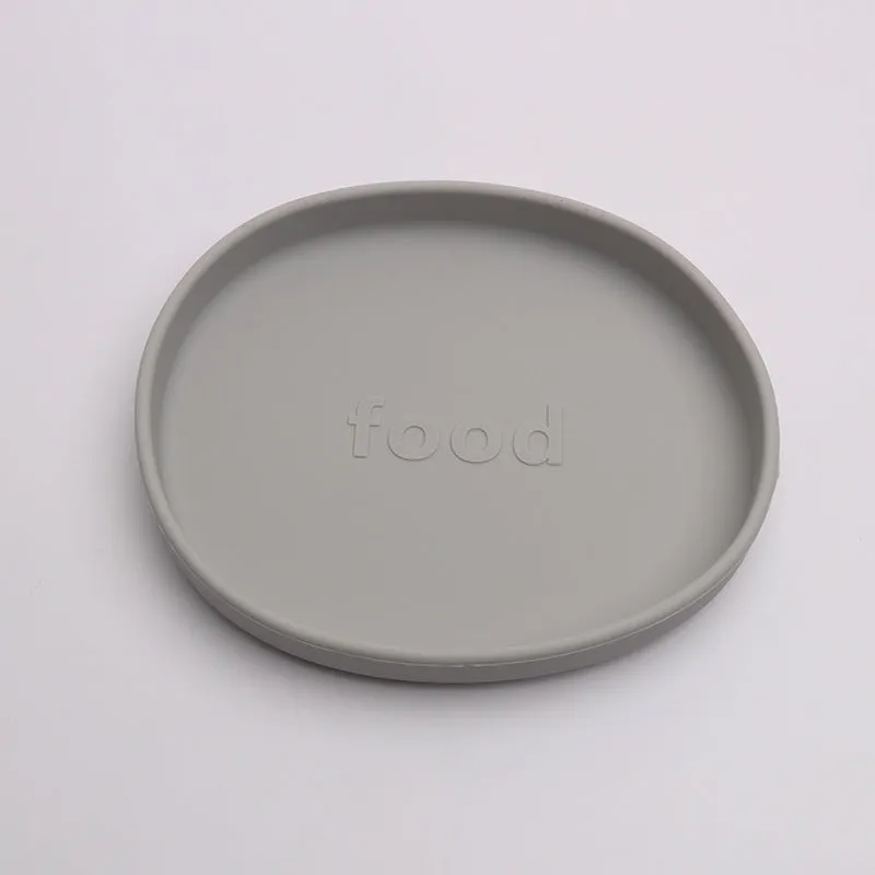 Irregular silicone dinner plate in bright pink, 155x178×25mm, food-grade baby feeding plate