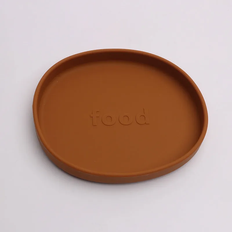 Irregular silicone dinner plate in bright pink, 155x178×25mm, food-grade baby feeding plate