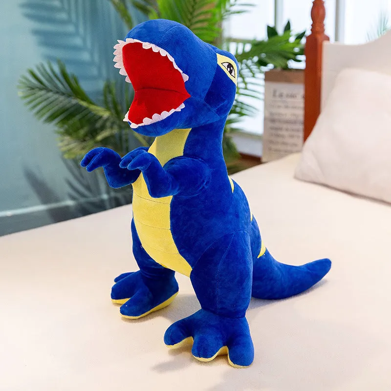 Soft plush dinosaur toy for children sleep comfort, blue colour, short plush fabric, 45cm height
