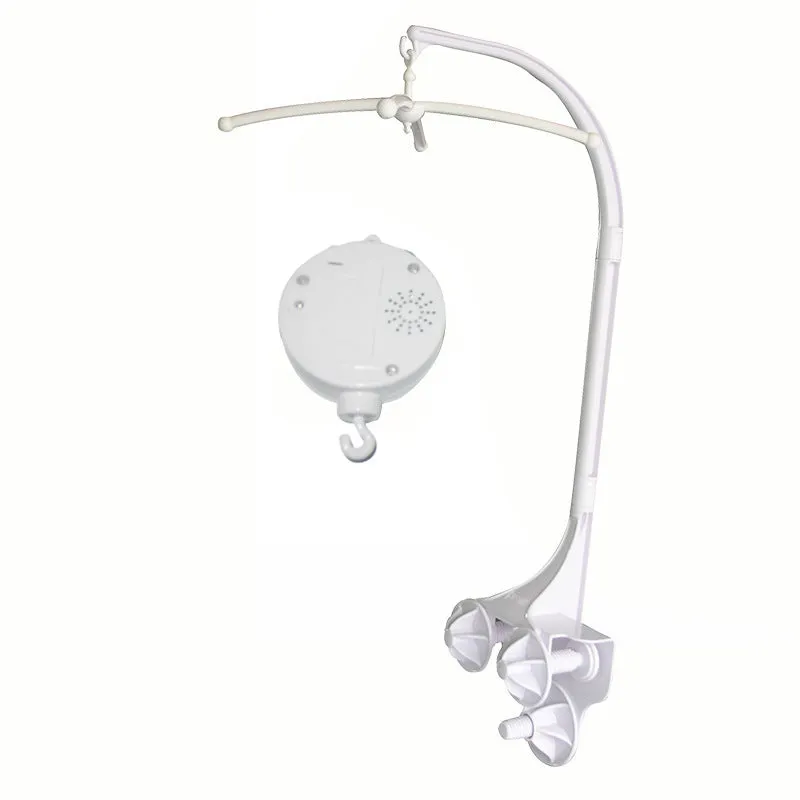White plastic baby stroller ornament bracket measuring 95cm high and 17cm wide for attaching toys