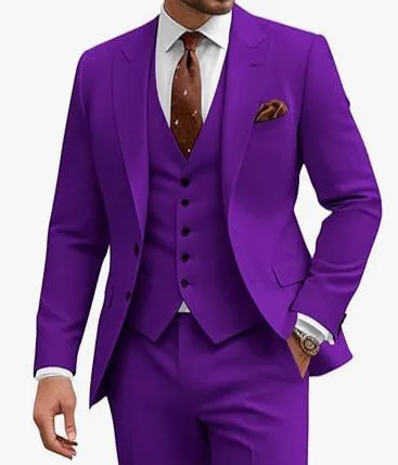 Men's slim fit three-piece suit in chemical fiber acetate blend fabric for business and wedding occasions
