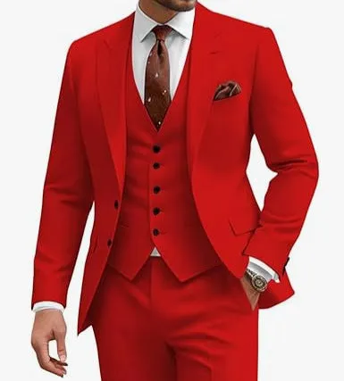Men's slim fit three-piece suit in chemical fiber acetate blend fabric for business and wedding occasions