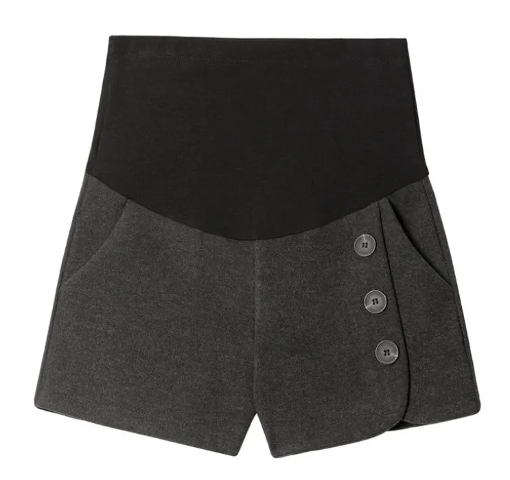 Grey wool stomach lift cotton blend shapewear shorts in high-waisted design
