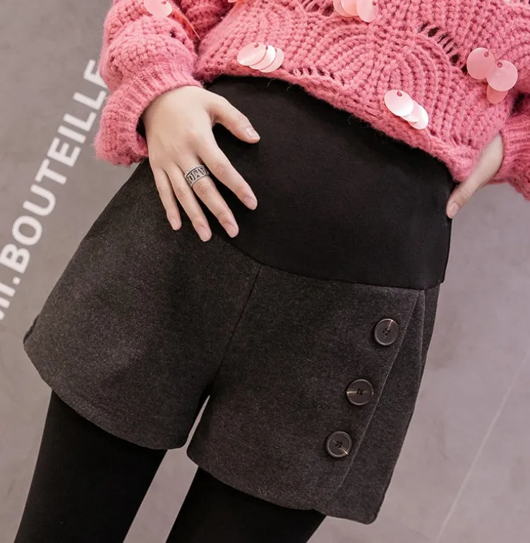 Grey wool stomach lift cotton blend shapewear shorts in high-waisted design