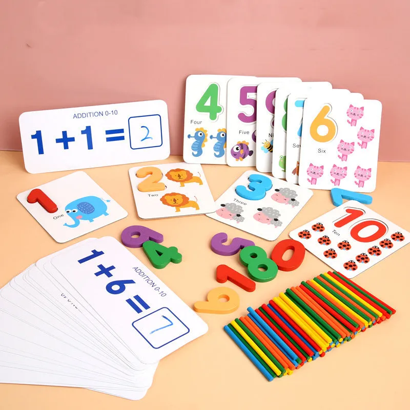 Wooden early childhood education toys in a colour box, educational aids for children