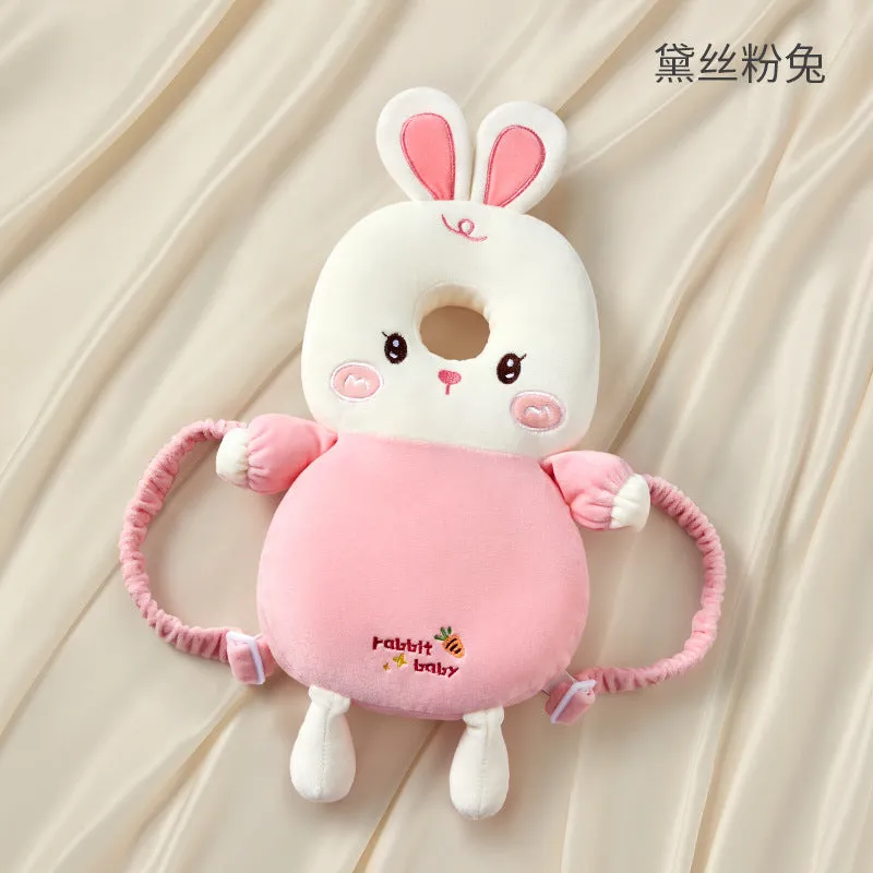 Children fall protection pillow in crystal velvet and 3D breathable fabric with animal design, 33x19x6cm