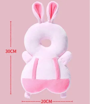 Children fall protection pillow in crystal velvet and 3D breathable fabric with animal design, 33x19x6cm