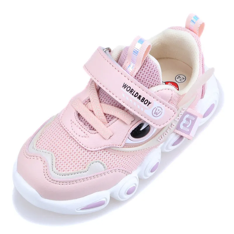 Children's ultra-light EVA sports shoes in blue with Velcro fastening and cartoon pattern