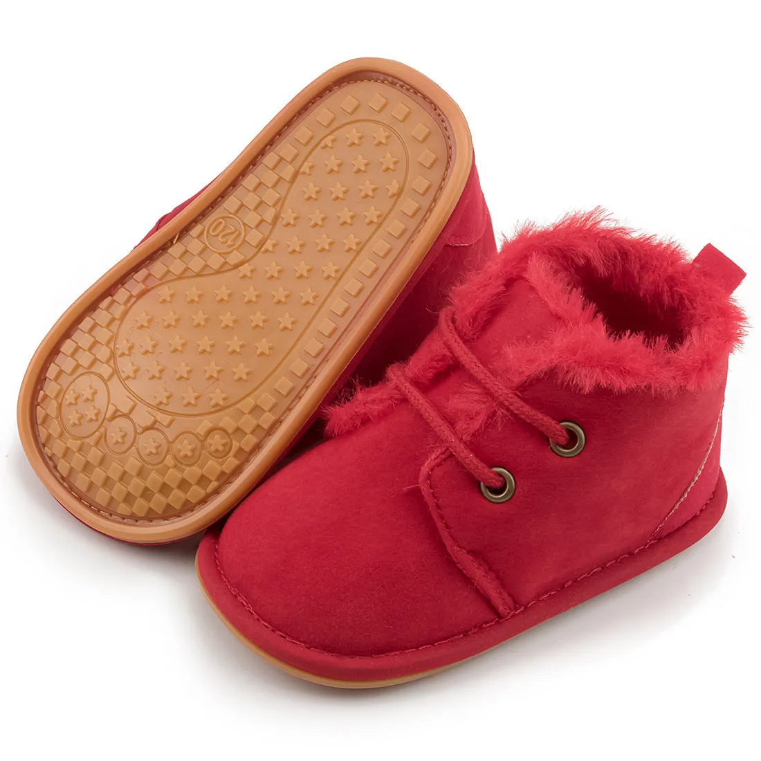 Warm velvet baby toddler shoes with non-slip rubber sole in 11 colours, three sizes 11-13cm