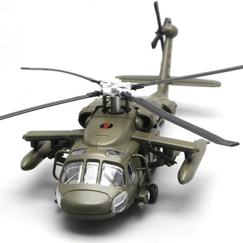 Black Hawk gunship alloy military model helicopter in green colour with flash feature