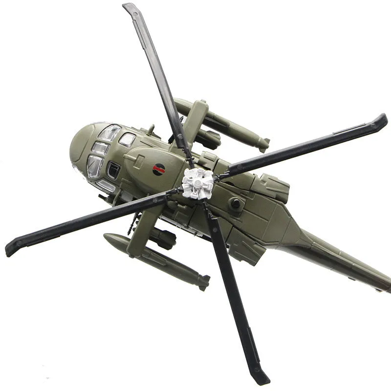 Black Hawk gunship alloy military model helicopter in green colour with flash feature