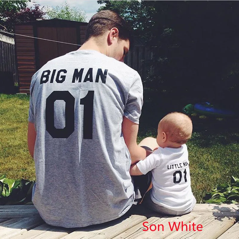 Parent-child cotton T-shirt with Love design for father and son in black