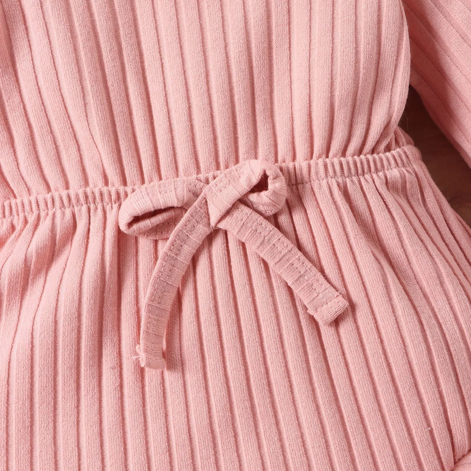 Baby girl long sleeve striped cotton romper with headscarf in white, pink, and brown options