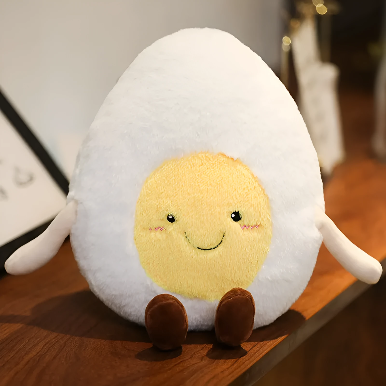 Cute cat plush toy 35cm super soft short plush Egg colour PP cotton filling net bag packaging