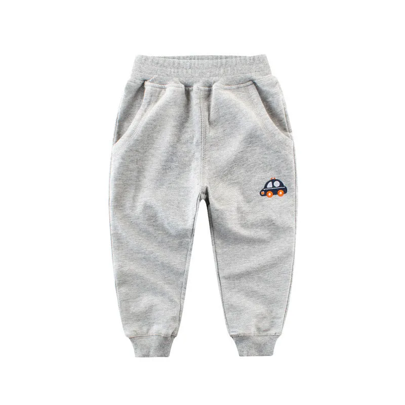 Children's Korean-style sweatpants in blue with cartoon pattern, soft fabric, for boys aged 3-8 years
