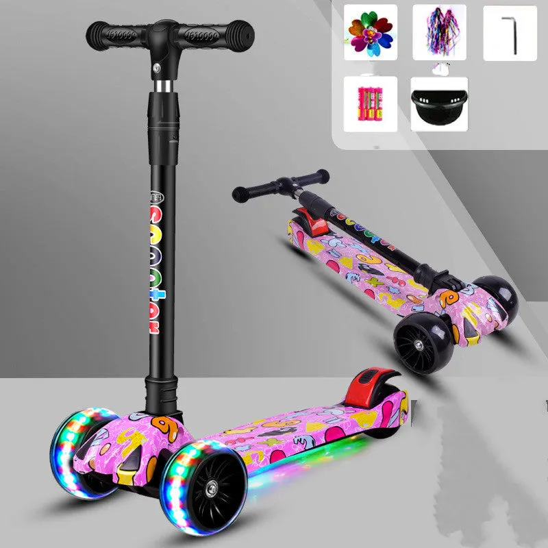Children's scooter with three wheels, PP material and steel plate frame, in black colour