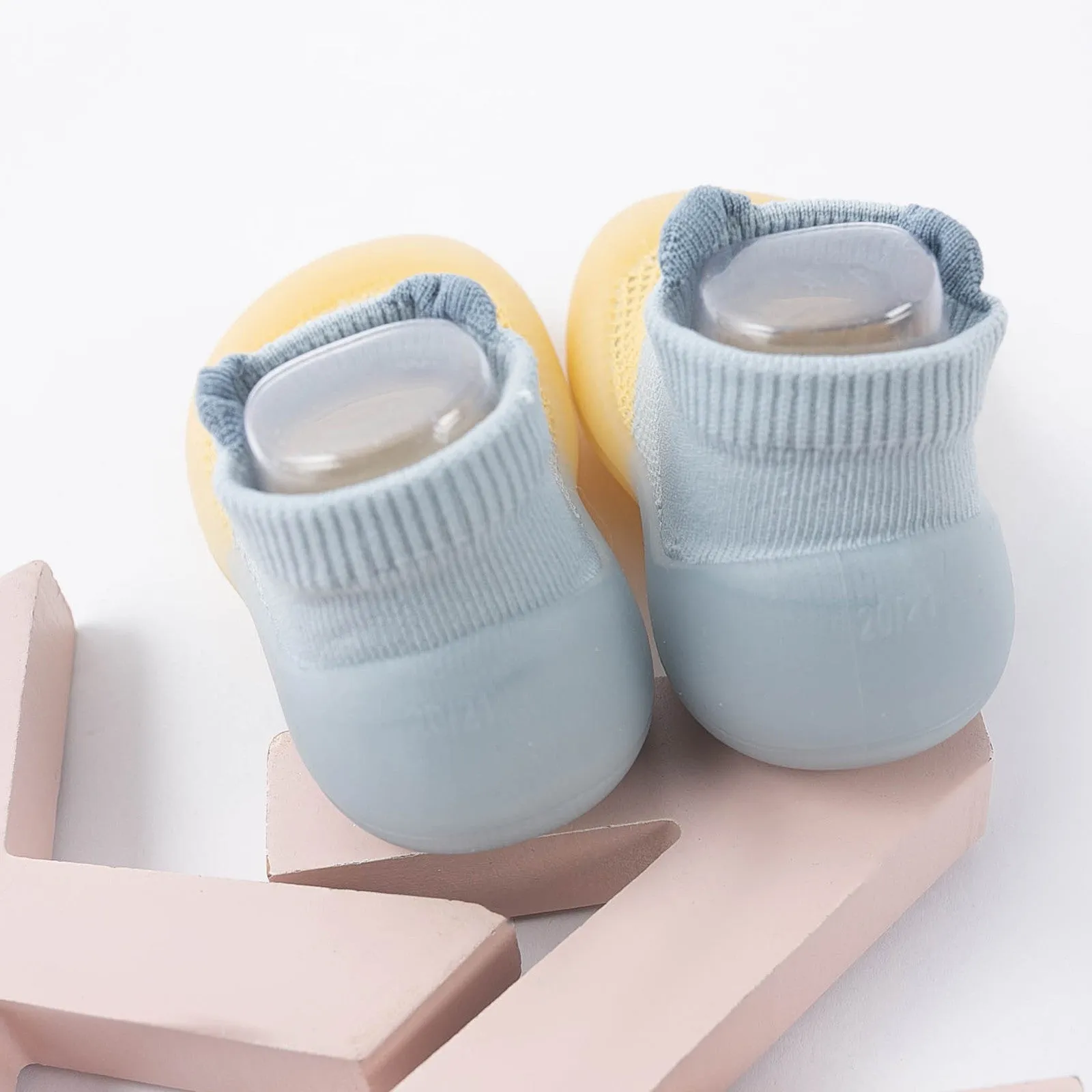 Baby infant toddler shoes with breathable mesh upper, rubber sole, round toe, available in blue