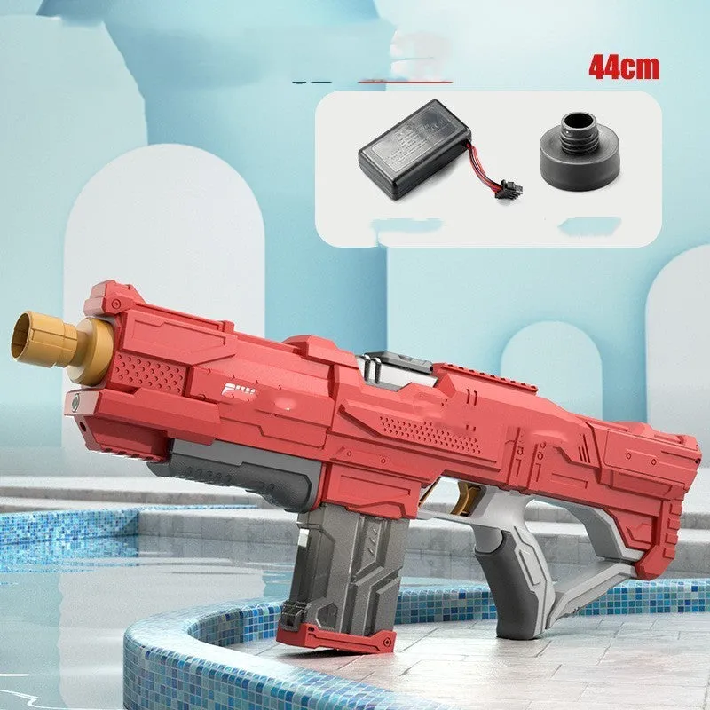 Electric water gun in ocean blue with continuous firing function and plastic body for outdoor use