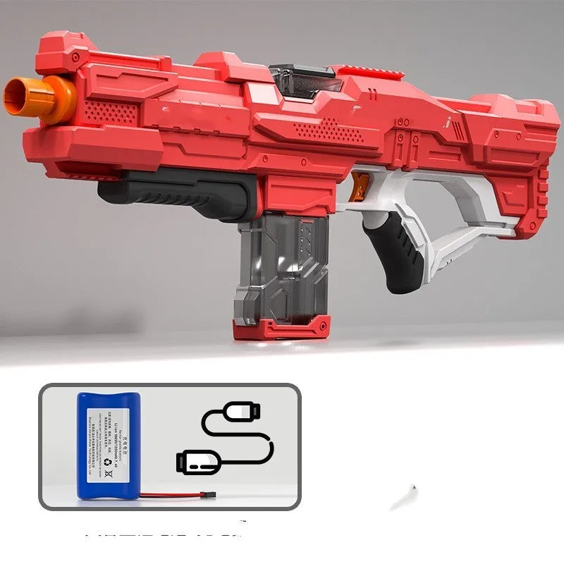 Electric water gun in ocean blue with continuous firing function and plastic body for outdoor use