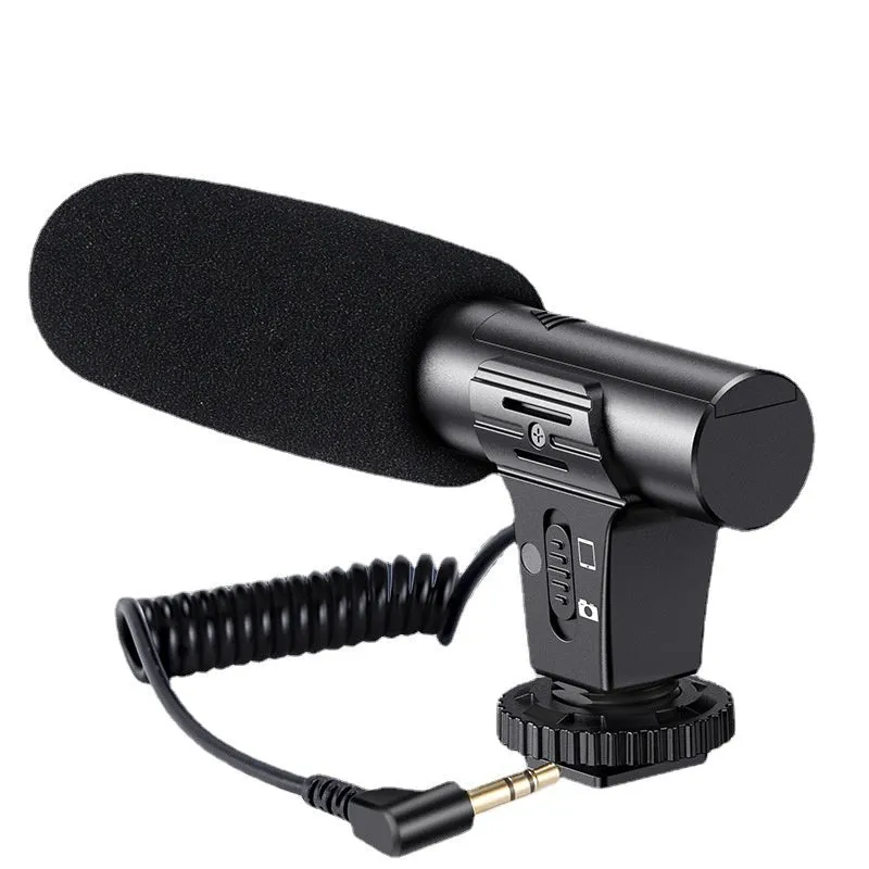Black video recording microphone for mobile phones