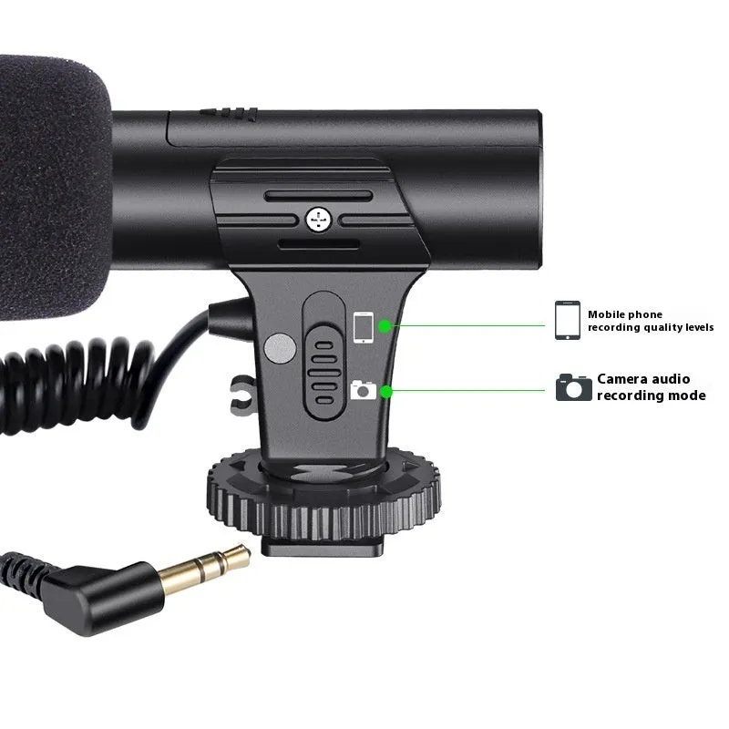Black video recording microphone for mobile phones