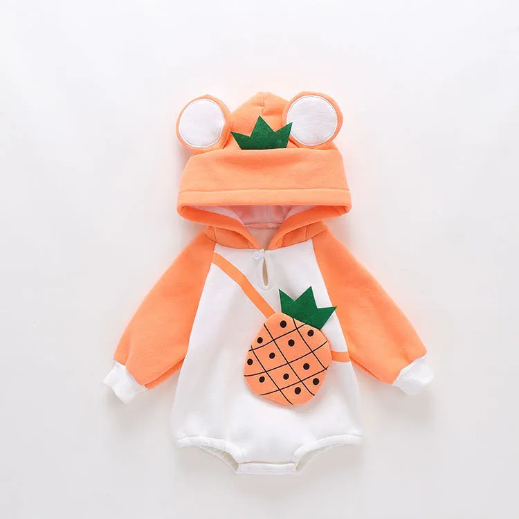Cotton newborn foot coveralls with long sleeves in size 66cm for infant boys and girls