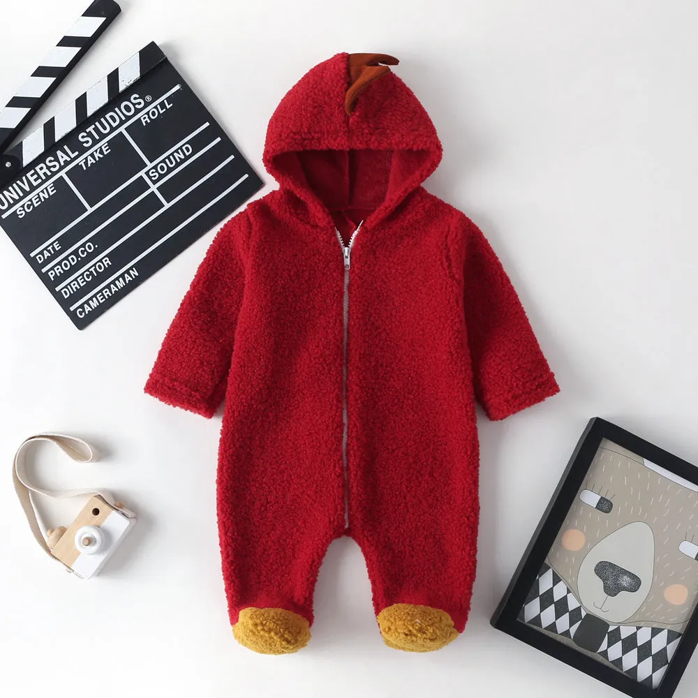 Cotton newborn foot coveralls with long sleeves in size 66cm for infant boys and girls
