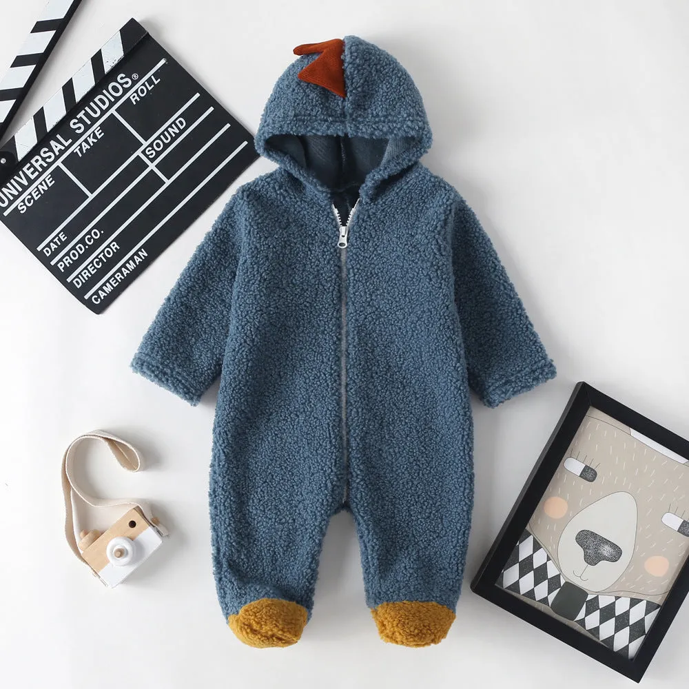 Cotton newborn foot coveralls with long sleeves in size 66cm for infant boys and girls
