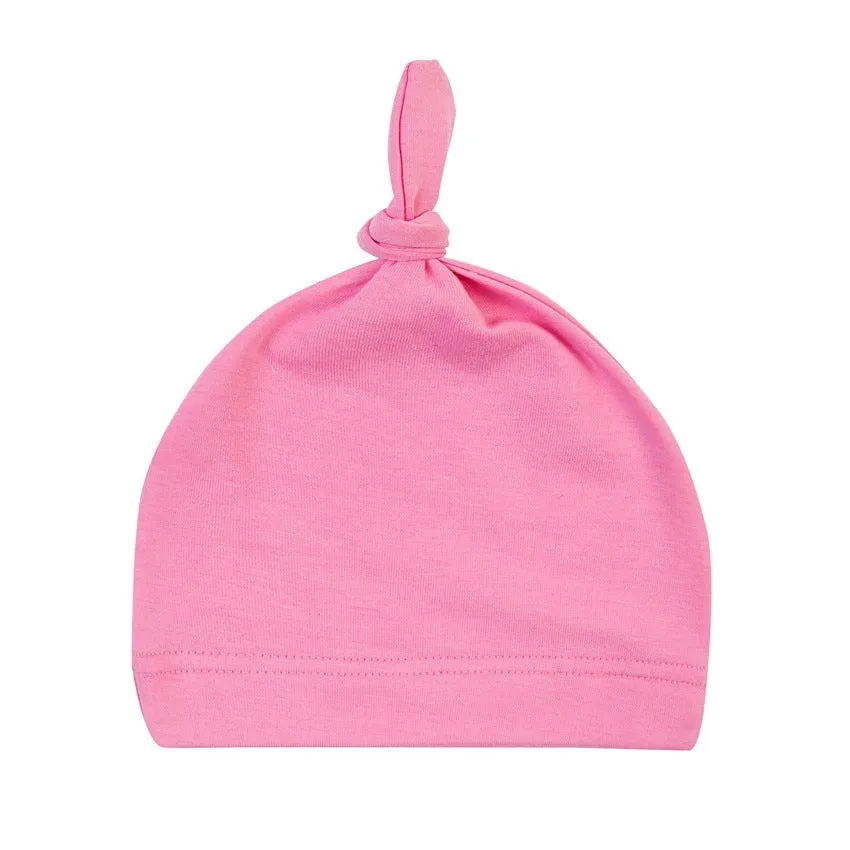 Newborn knot cap solid colour cotton hat for infants uniform size on baby