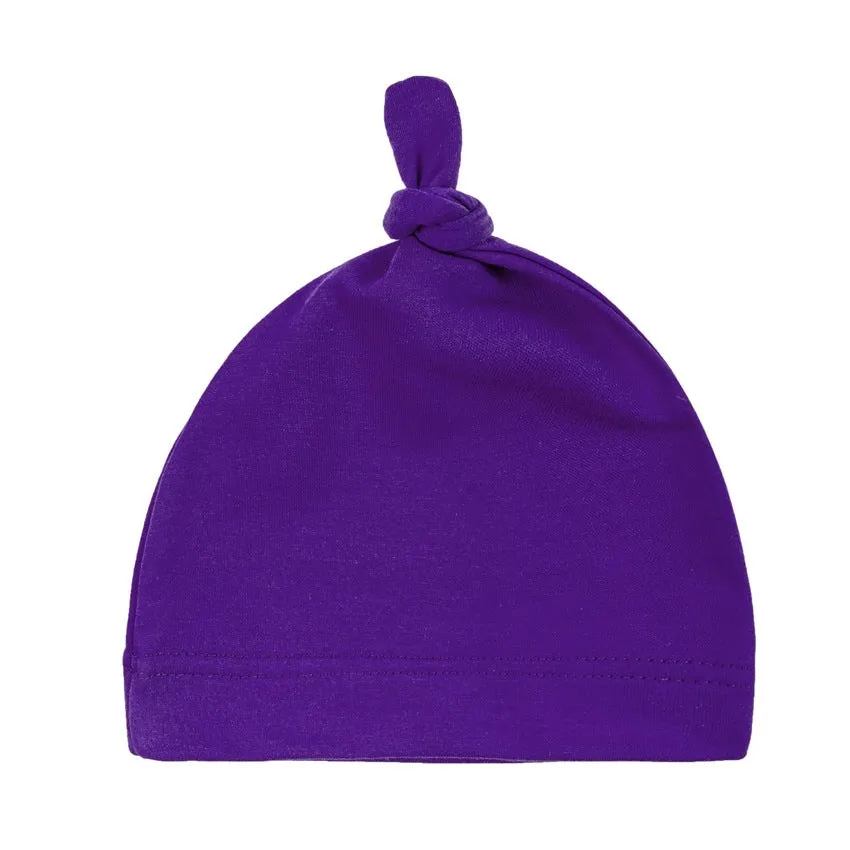 Newborn knot cap solid colour cotton hat for infants uniform size on baby