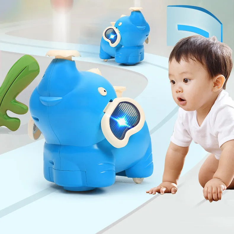 Intelligent Floating Ball Blowing Elephant electric pet toy in pink with floating ball, 15x13x16cm