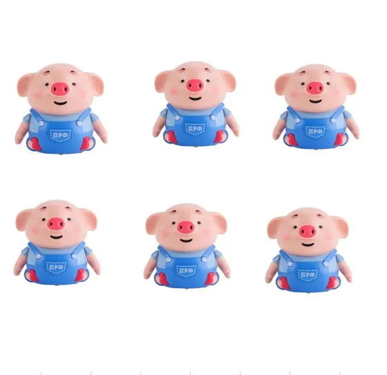 Scribing induction pig toy robot with line-following feature, eco-friendly ABS, LED lights, 8cm width