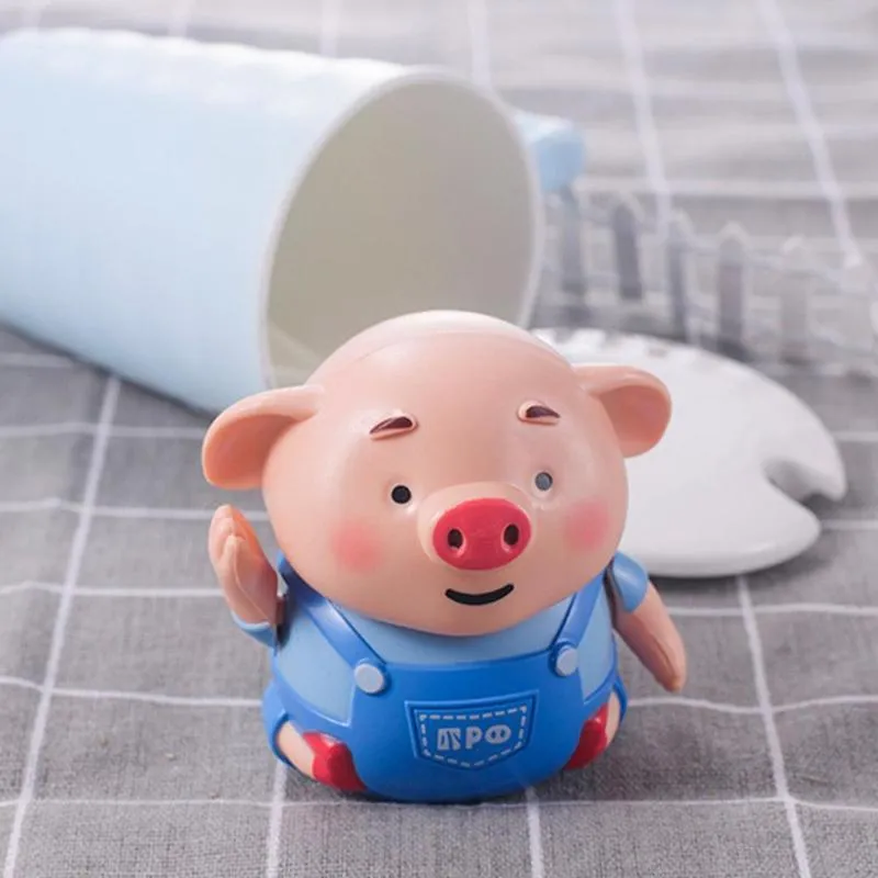 Scribing induction pig toy robot with line-following feature, eco-friendly ABS, LED lights, 8cm width