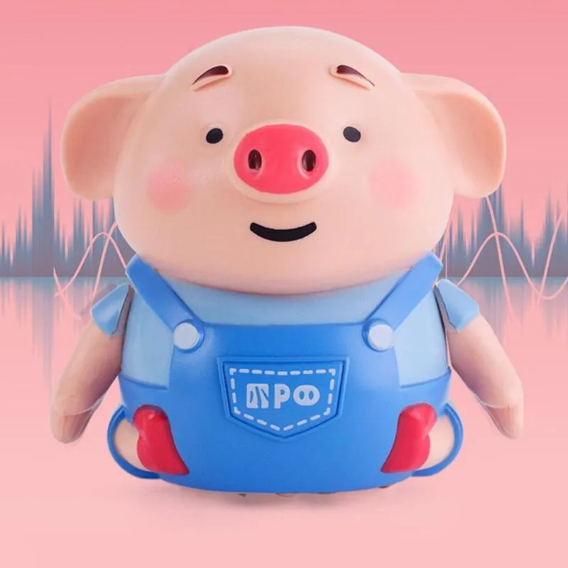 Scribing induction pig toy robot with line-following feature, eco-friendly ABS, LED lights, 8cm width