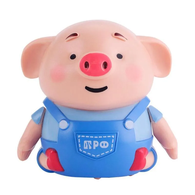 Scribing induction pig toy robot with line-following feature, eco-friendly ABS, LED lights, 8cm width