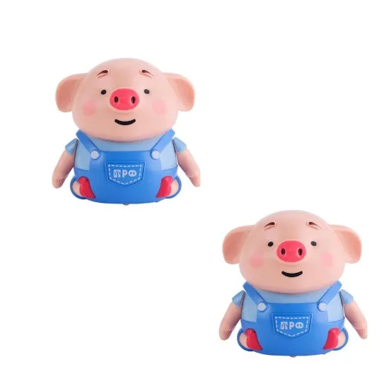 Scribing induction pig toy robot with line-following feature, eco-friendly ABS, LED lights, 8cm width