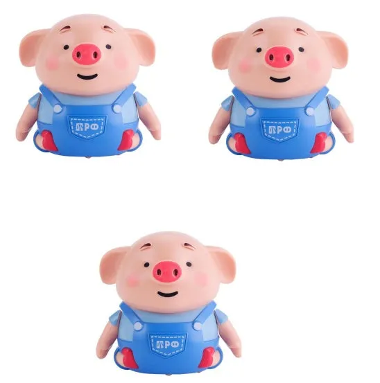 Scribing induction pig toy robot with line-following feature, eco-friendly ABS, LED lights, 8cm width